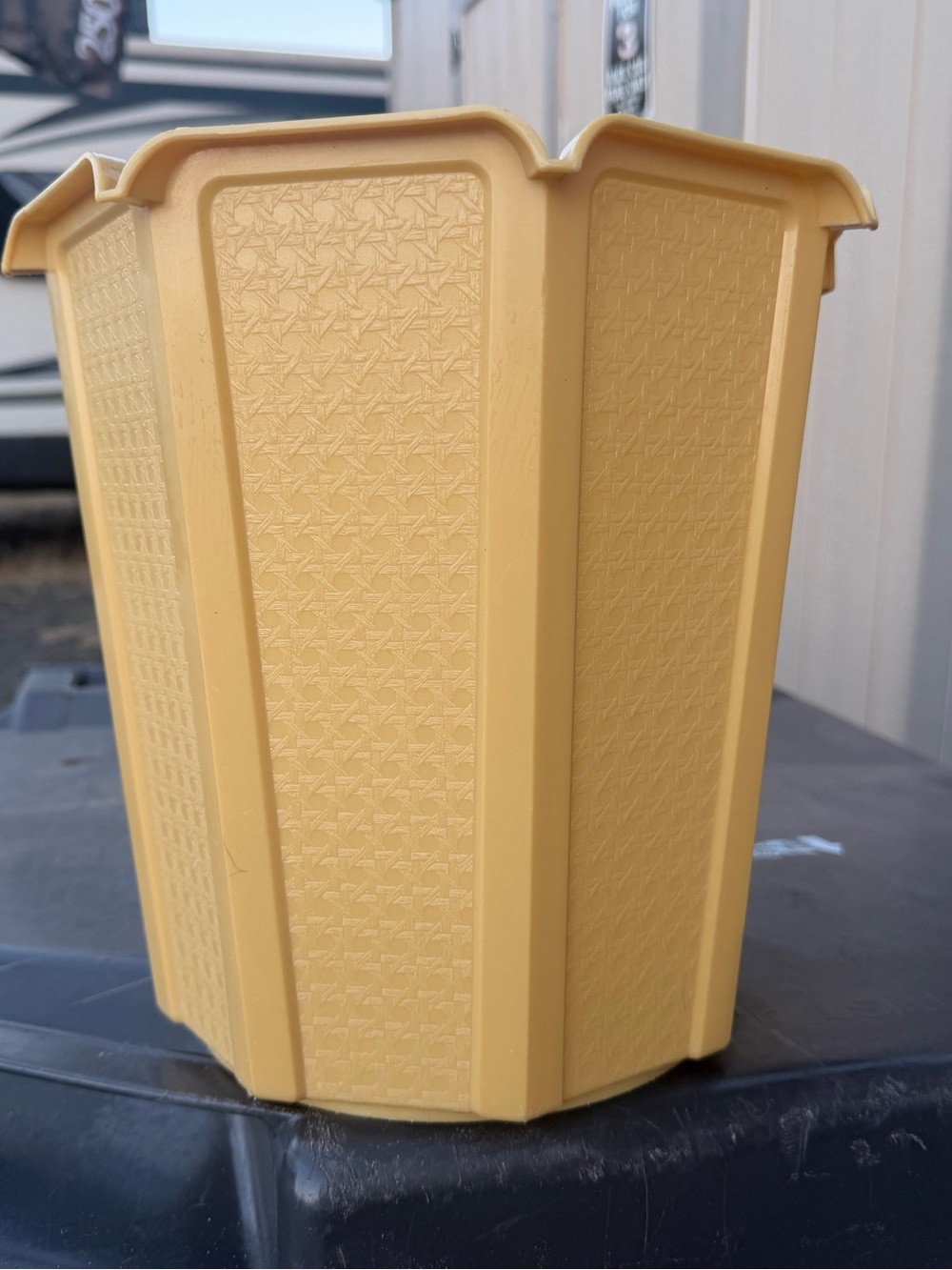 Mustard Yellow vintage retro waste basket